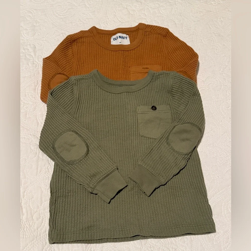 Old Navy Kids' Waffle‎ Knit Tees - Olive and Rust, 4T